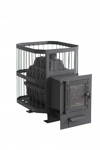 Фото Печь банная чугунная "Сибирь-24". Универсальная чугунная дверца (Сетка) в магазине Woodson