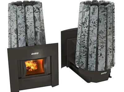 Фото Дровяная банная печь Grill'D Cometa Vega 180 Window Stone (Серпентинит) в магазине Woodson