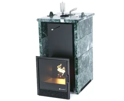 Фото Печь «Сочи» в трехстороннем кожухе Змеевик в магазине Woodson Фото Печь «Сочи» в трехстороннем кожухе Змеевик в магазине Woodson