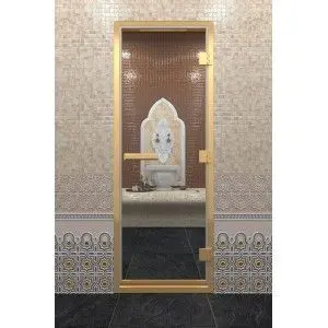 Дверь DoorWood Хамам в золотом профиле "Бронза" 2000*800  Дверь DoorWood Хамам в золотом профиле "Бронза" 2000*800