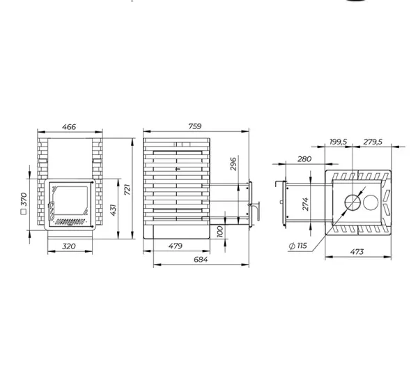 Фото Печь банная "РАДА ТЕРМА 2026" ОК 4мм 20L, дверца со стеклом в магазине Woodson