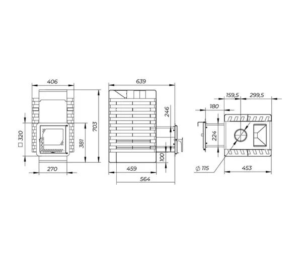 Фото Печь банная "РАДА ТЕРМА 2026" ЗК 6мм 16M, дверца со стеклом в магазине Woodson