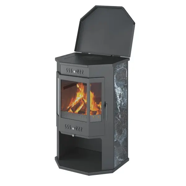 Фото Печь-Камин ASTON 12 кВт (200 м3) Призматик (Амфиболит) в магазине Woodson