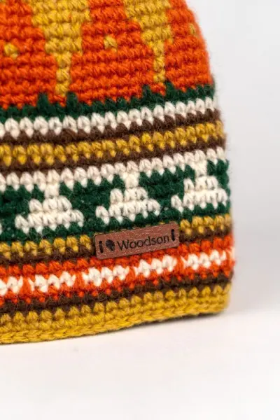 Шапка вязаная для бани Woodson Viking, орнамент, без косичек (оранжевый)