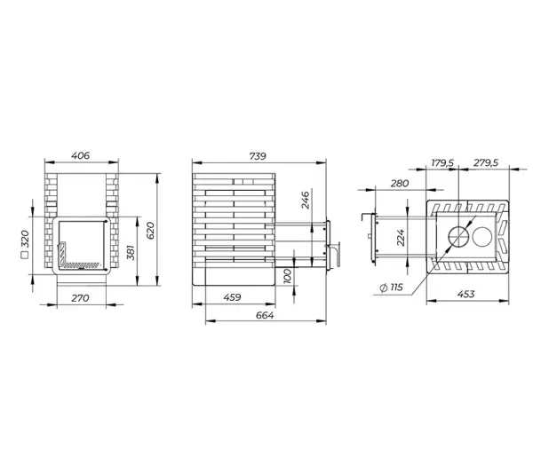 Фото Печь банная "РАДА ТЕРМА 2026" ОК 4мм 16L, дверца стальная в магазине Woodson