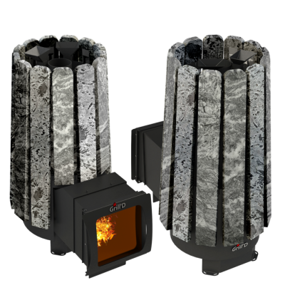 Фото Дровяная банная печь Grill'D Cometa Vega 180 Long Window Max Stone Pro (Серпентинит) в магазине Woodson