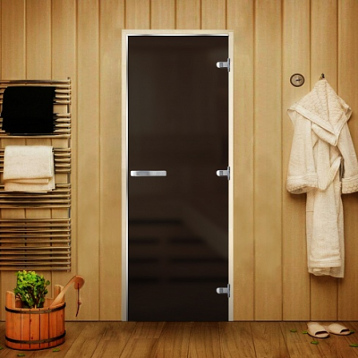 Дверь Люкс Серая Matelux 1900*700 (3п,8мм) L,вертикальная ручка