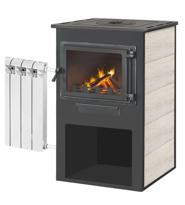 Фото Камин ЭТНА (Панорама) с плитой и т/о "Бежевый" Ø150мм в магазине Woodson