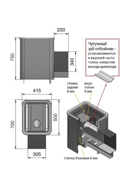 Фото Печь ВЕЗУВИЙ Русичъ Антрацит 22 (205) в магазине Woodson
