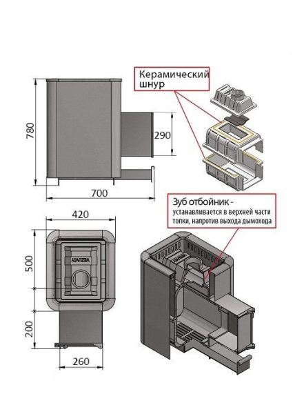 Фото Печь ВЕЗУВИЙ Сенсация 28 Антрацит (ДТ-4) в магазине Woodson