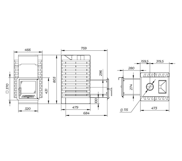 Фото Печь банная "РАДА ТЕРМА 2026" ЗК 4мм 20L, дверца стальная в магазине Woodson