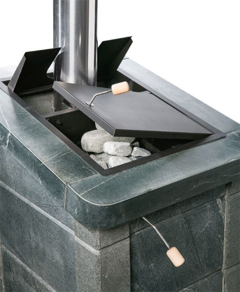 Фото Печь Сударушка Семейная РК ЧД (облицовка талькохлорит, с фасками) в магазине Woodson