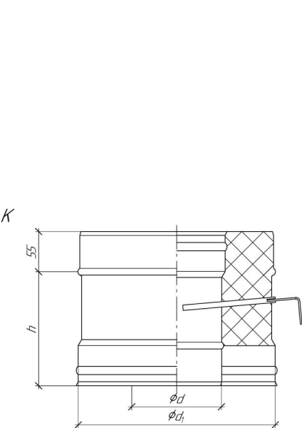 Фото Сэндвич-задвижка Grill'D AISI 430 1мм/ЧС 0,7мм (D115/250) черный 