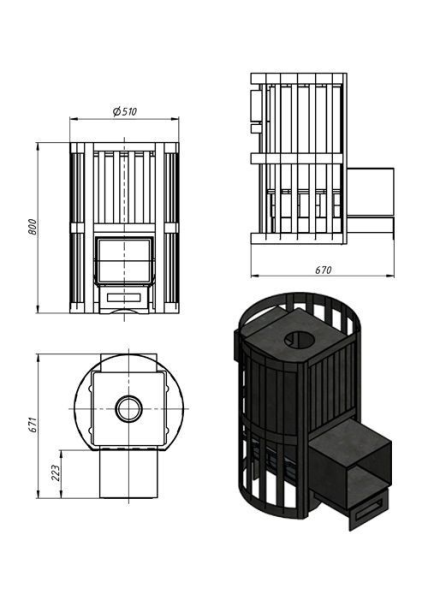 Фото Печь ВЕЗУВИЙ Ураган Ковка 12 (260) в магазине Woodson