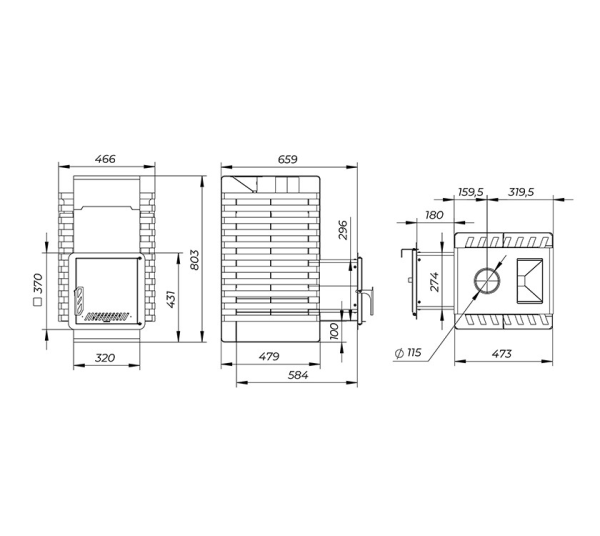 Фото Пкчь банная "РАДА ТЕРМА 2026" ЗК 6мм 20M, дверца стальная в магазине Woodson