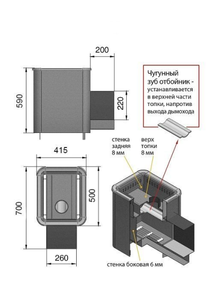 Фото Печь ВЕЗУВИЙ Русичъ Антрацит 12 (ДТ-3С) в магазине Woodson
