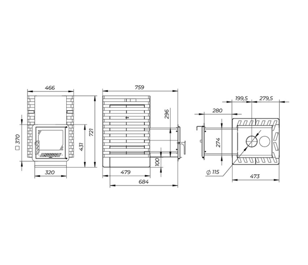 Фото Печь банная "РАДА ТЕРМА 2026" ОК 8мм 20L, дверца со стеклом в магазине Woodson