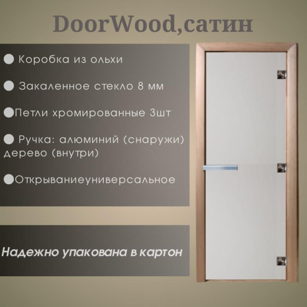 Дверь DoorWood "Сатин" 1900*700 (Ольха 3п, 8мм) Дверь DoorWood "Сатин" 1900*700 (Ольха 3п, 8мм)