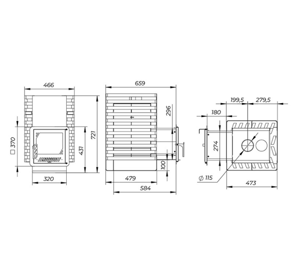 Фото Печь банная "РАДА ТЕРМА 2026" ОК 8мм 20M, дверца со стеклом в магазине Woodson