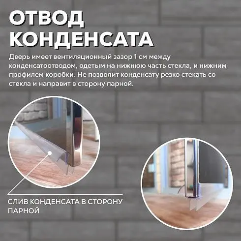 Дверь Хамам Престиж 60G Прозрачная 1900*700 R, без порога